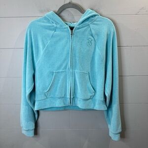 Victoria's Secret On Point Terry Cloth Like Aquamarine Teal Turquoise Hoodie XS